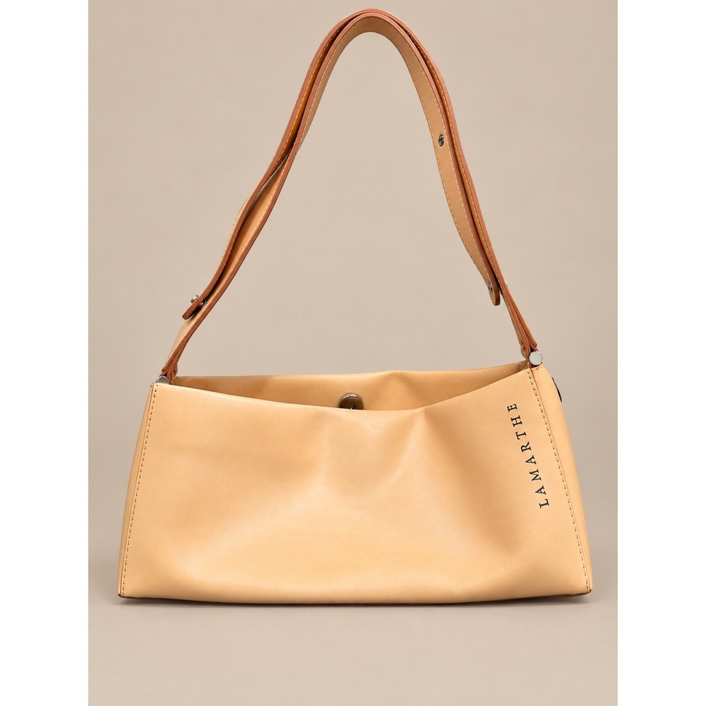Lamarthe Women Shoulder Bag Small Tan Leather Made in Italy Minimalist Baguette